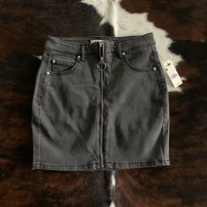 Black denim zipper skirt